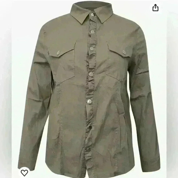 Denim Jean Jacket Ruffle Trim New from Amazon Item# 7C - Picture 1 of 8